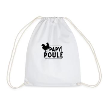 Papy poule - Cadeau Humoristique Retraité Papy - Drawstring Bag - white - Front