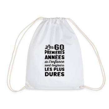 60 ans Anniversaire Papy Humour Retraité Papi Rigo - Drawstring Bag - white - Front