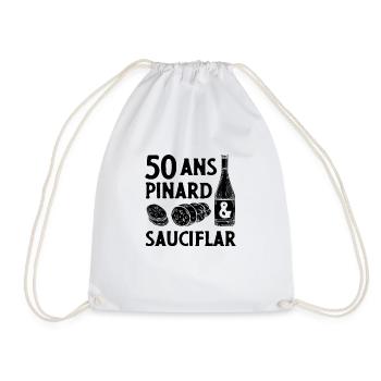 Anniversaire 50 ans Pinard Sauciflar Papa Humour V - Drawstring Bag - white - Front
