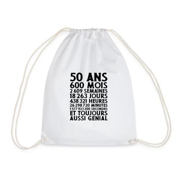 50 Années - Anniversaire 50 ans Papa Papy Humour - Drawstring Bag - white - Front