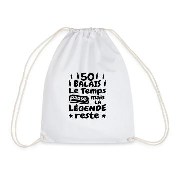 50 ans Anniversaire Papa Papy Humour Rigolo Papi L - Drawstring Bag - white - Front