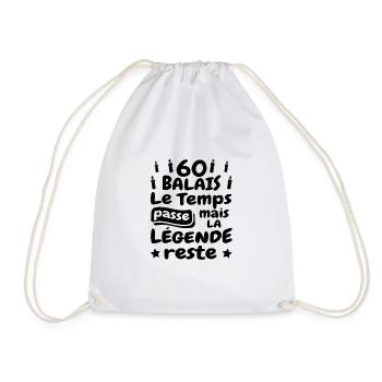 60 ans Anniversaire Papy Humour Rigolo Papi Légend - Drawstring Bag - white - Front