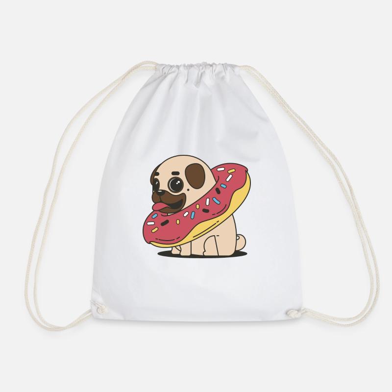 Ein dicker süßer Mops im Doughnut - Turnbeutel - Weiß