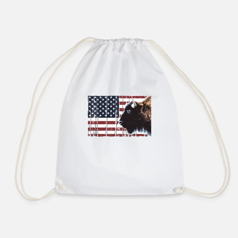 Buffalo - drapeau des Etats-Unis - Sac de sport léger - blanc