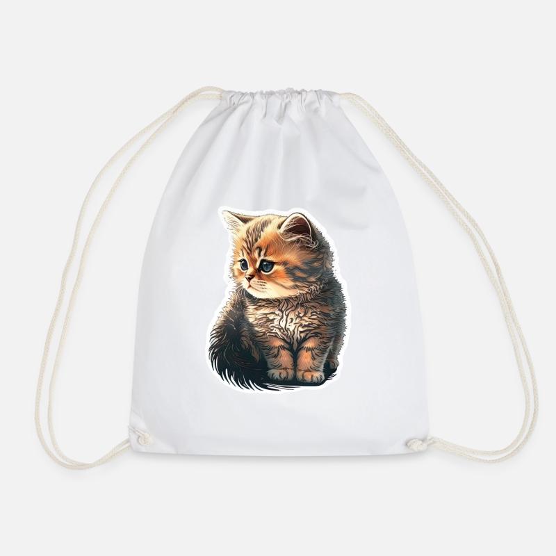 Cute Kitten - Drawstring Bag - white