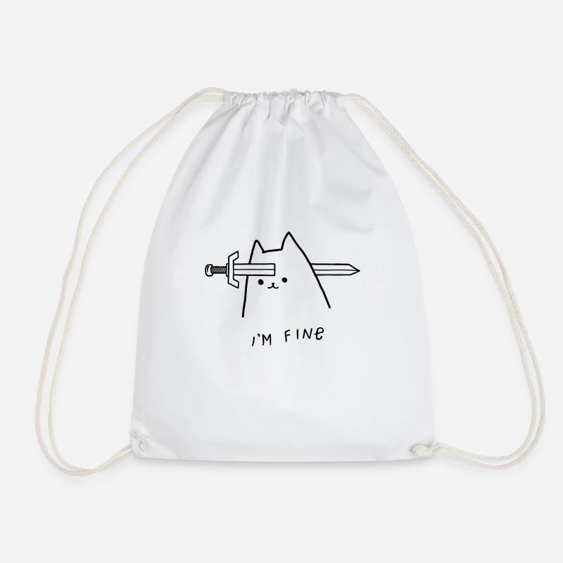 Cat im Fine - Sword - Drawstring Bag - white