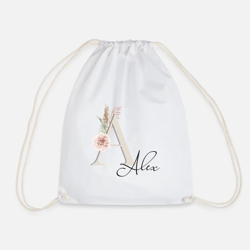 Alex! Name Boho - Drawstring Bag - white