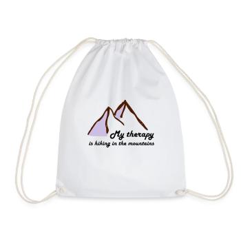 My therapy is hiking in the mountains gift - Drawstring Bag - white - Front