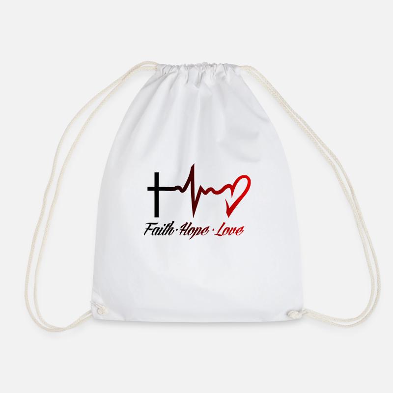 Faith Hope Love - Drawstring Bag - white