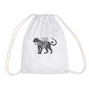Crazy big cat lady with black panther - Drawstring Bag - white - Front