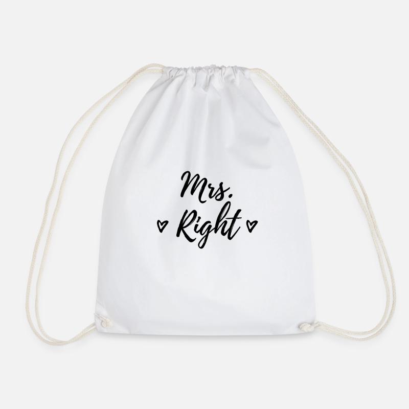 Mrs. Right wedding gift saying partner look - Drawstring Bag - white