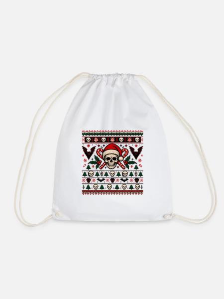 Skull Santa Candy Cane Muster - Turnbeutel - Weiß