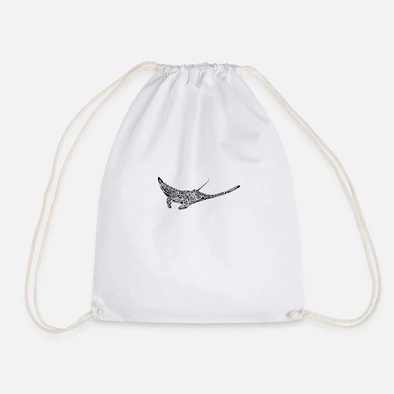 black raiemanta tattoo - Drawstring Bag - white