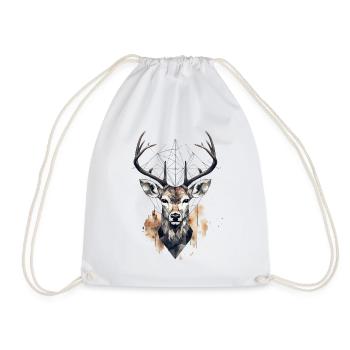 Deer Geometric - Drawstring Bag - white - Front