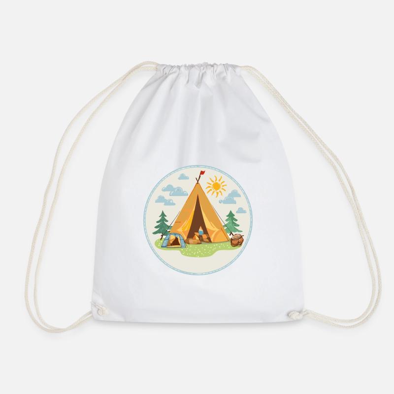 Camping TShirt - Turnbeutel - Weiß