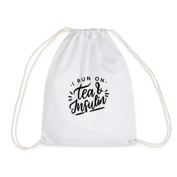 I Run On Tee And Insulin | Diabetiker Geschenk - Turnbeutel - Weiß - Vorne