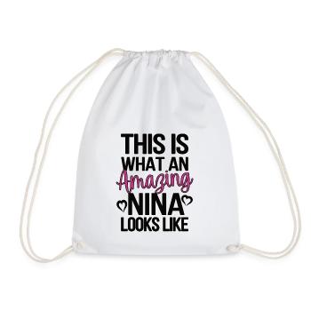 Best Nina Grandma Mother's Day Gift Nina Grandmother - Drawstring Bag - white - Front
