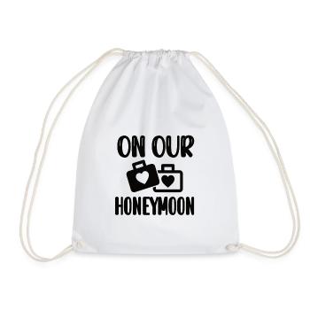 Honeymoon Wedding Bridal Couple Honeymoon - Drawstring Bag - white - Front