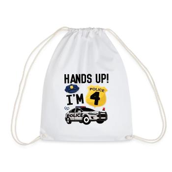 Police 4th birthday gift 4 years policeman - Drawstring Bag - white - Front