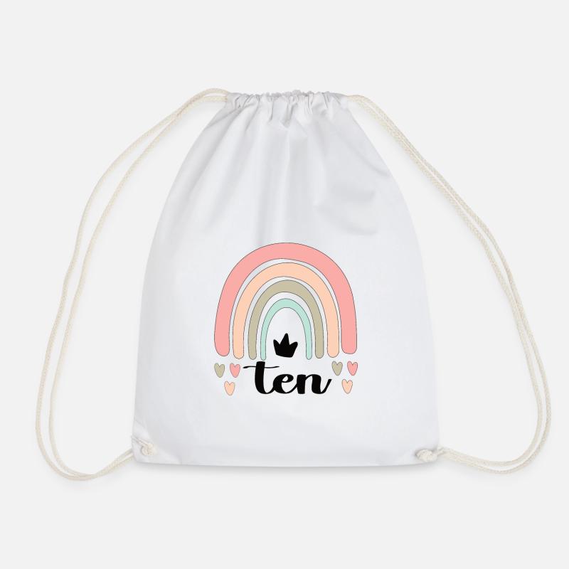 Boho Regenbogen 10. Geburtstag Party Geschenk - Turnbeutel - Weiß