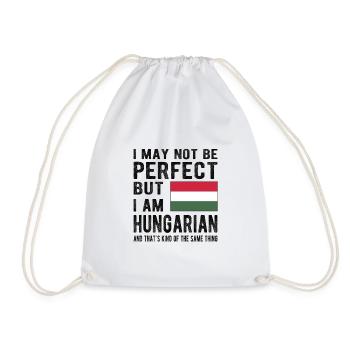Proud Hungarian Hungary Flag Hungarian origin - Drawstring Bag - white - Front