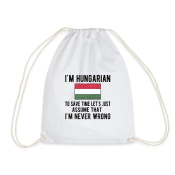 Proud Hungarian Hungary Origin Hungarian flag - Drawstring Bag - white - Front