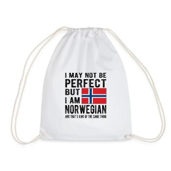 Norwegian Norway Flag Norwegian origin - Drawstring Bag - white - Front