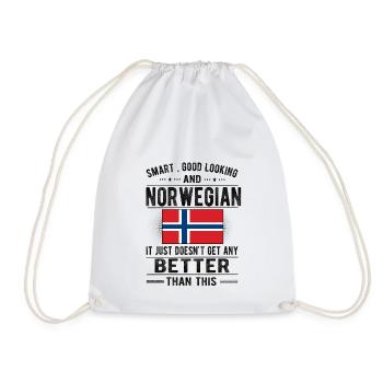 Norwegian Norway flag Norwegian origin - Drawstring Bag - white - Front