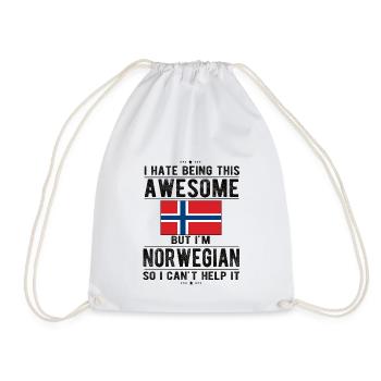 Norwegian Norway Flag Norwegian origin - Drawstring Bag - white - Front