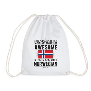 Norwegian Norway Flag Norwegian origin - Drawstring Bag - white - Front