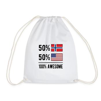 Half Norwegian Half American USA Norway flag - Drawstring Bag - white - Front