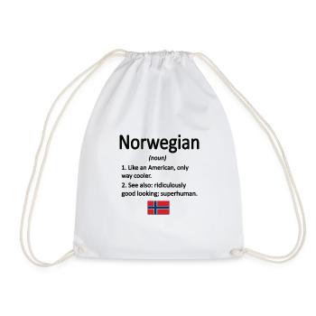 Norwegian Norway flag Norwegian roots - Drawstring Bag - white - Front