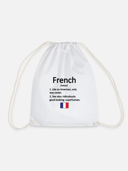 French France Flag French roots - Drawstring Bag - white