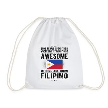 Proud Filipino born in Philippines flag - Drawstring Bag - white - Front
