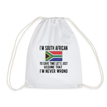 South Africa Flag South African South Africa Origin - Drawstring Bag - white - Front
