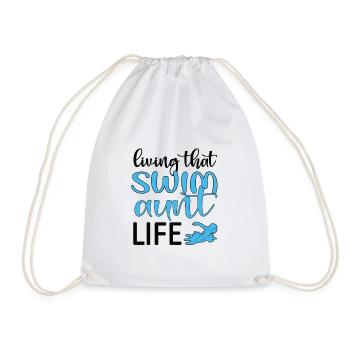 Proud Swimming Aunt Swimmer Swimming Aunt - Drawstring Bag - white - Front