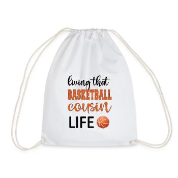 Proud Basketball Cousin Of a Basketball Player - Drawstring Bag - white - Front