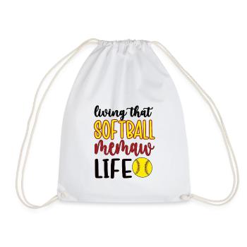 Memaw Grandma By Softball Player Softball Memaw - Drawstring Bag - white - Front
