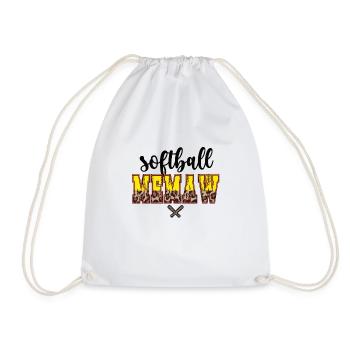 Memaw Grandma Of a Softball Player Softball Memaw - Drawstring Bag - white - Front