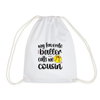 Proud softball cousin softball player cousin - Drawstring Bag - white - Front