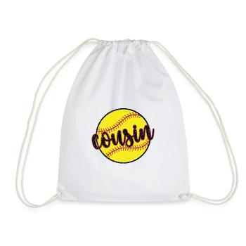 Proud Softball Cousin Of A Softball Player - Drawstring Bag - white - Front