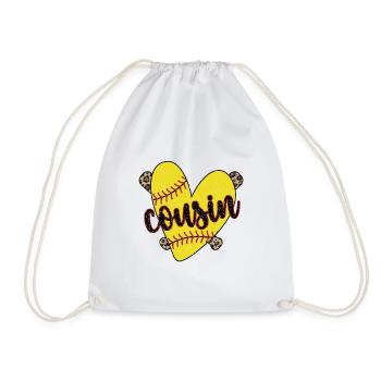 Proud Softball Cousin of a Softball Player - Drawstring Bag - white - Front
