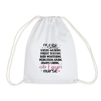 OB GYN Nurse Obstetrics Gynecology - Drawstring Bag - white - Front