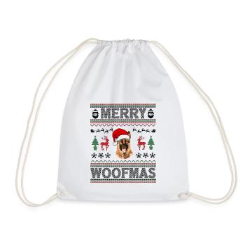 German Shepherd Ugly Christmas German Shepherd - Drawstring Bag - white - Front