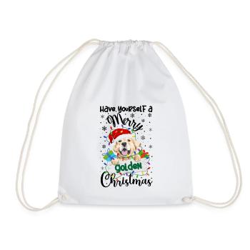 Golden Retriever Christmas Golden Dog Xmas Gifts - Drawstring Bag - white - Front