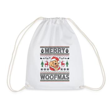 Golden Retriever Ugly Christmas Golden Dog Xmas - Drawstring Bag - white - Front