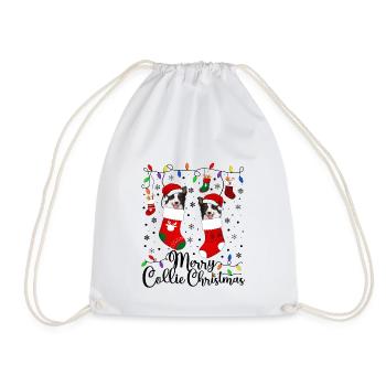 Border Collie Noël Border Collie Cadeaux de Noël - Sac de sport léger - blanc - Devant