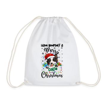 Border Collie Noël Border Collie Cadeaux de Noël - Sac de sport léger - blanc - Devant