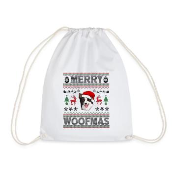 Border Collie Weihnacht Goldener Hunde Geschenk - Turnbeutel - Weiß - Vorne