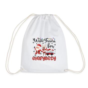 Westie Christmas Golden Dog Gift - Drawstring Bag - white - Front